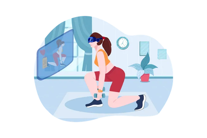 Fitness virtual usando tecnología vr  Ilustración