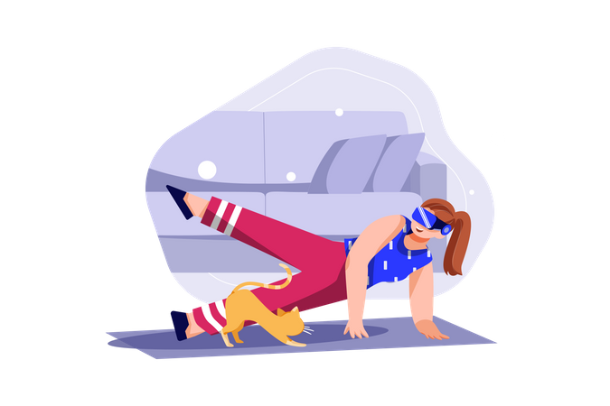 Fitness virtuel utilisant la technologie VR  Illustration