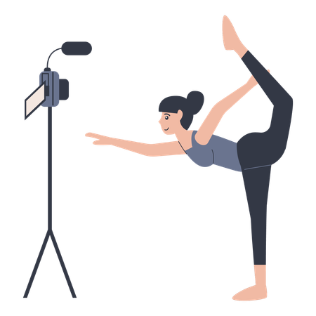 Fitness Vlogger recording her sessions  Ilustración