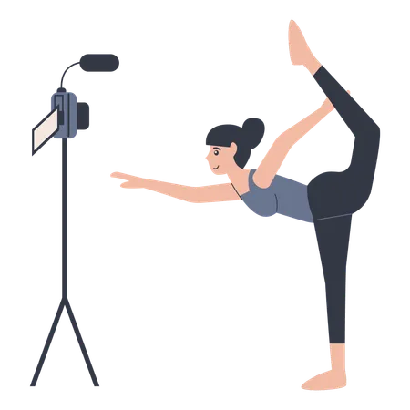 Fitness Vlogger recording her sessions  Illustration