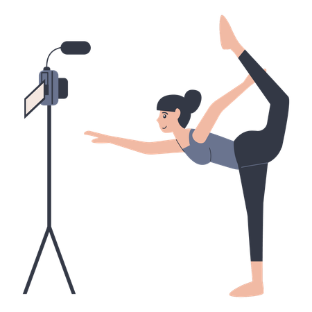 Fitness Vlogger recording her sessions  Illustration