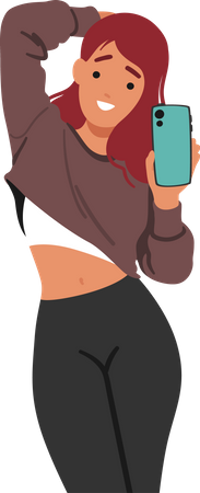 Fitness Woman Capturing her Workout Progress With Selfie In Gym  Illustration