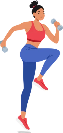 Fitness Woman Confidently Exercises With Dumbbells Young Active Female Character Showcasing Strength Determination And Dedication To Her Fitness Goals Cartoon People Vector Illustration Illustration
