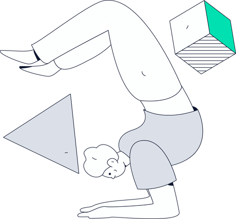 Fitness woman Doing Hand Stand  Illustration