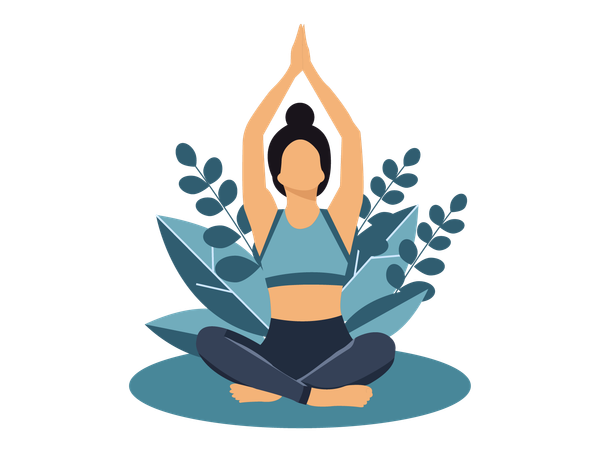 Fitness Woman doing morning yoga  Illustration