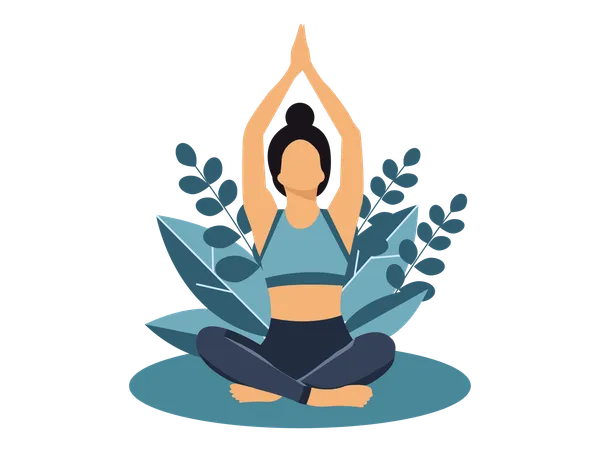 Fitness Woman doing morning yoga  Illustration