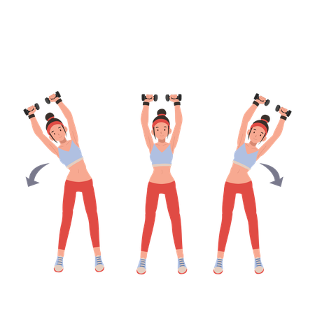 Fitness woman engaging in dumbbell workout to enhance strength and endurance  exercise steps  Illustration