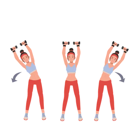Fitness woman engaging in dumbbell workout to enhance strength and endurance  exercise steps  Illustration