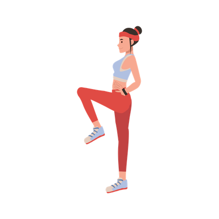 Fitness woman exercising for muscle flexibility yoga and pilates workouts  Illustration