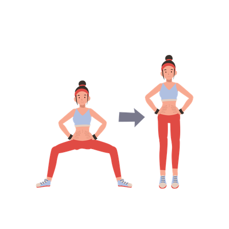 Fitness woman exercising for muscle flexibility yoga and pilates workouts step to exercise  Illustration