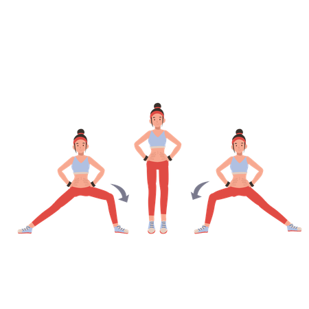 Fitness woman exercising for muscle flexibility yoga and pilates workouts step to exercise  Illustration