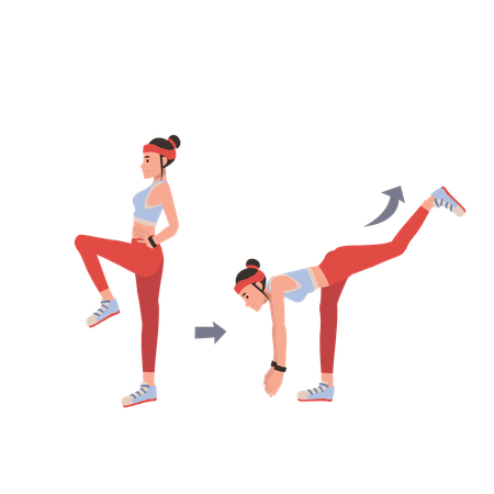 Fitness woman exercising for muscle flexibility yoga and pilates workouts step to exercise  Illustration