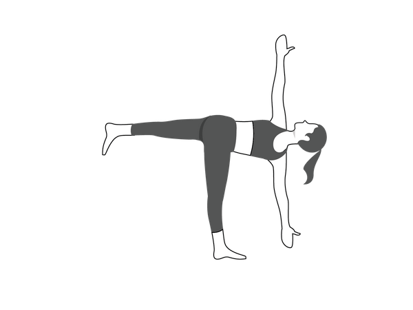 Fitness woman Parivrtta Ardha Chandrasana  Illustration