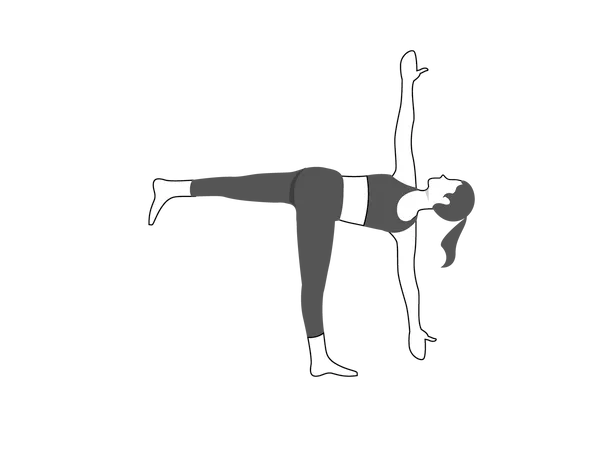 Fitness woman Parivrtta Ardha Chandrasana  Illustration