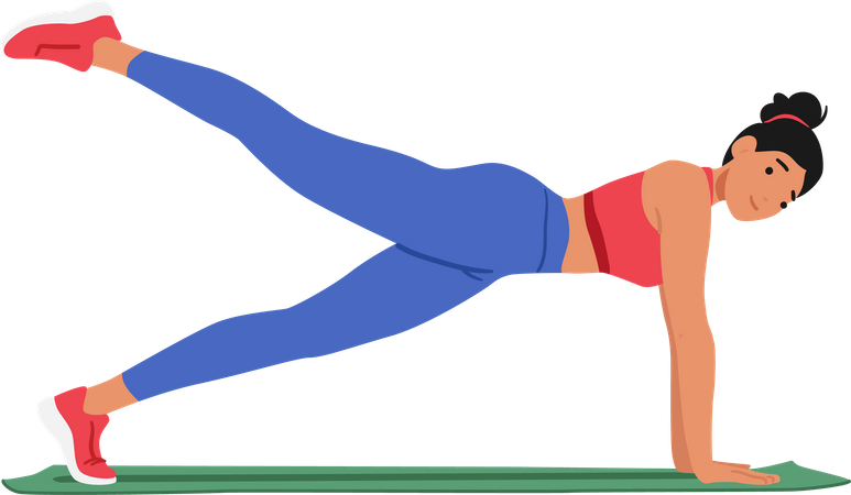 Fitness woman performs challenging exercise  Illustration