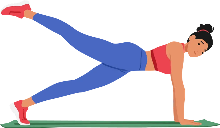 Fitness woman performs challenging exercise  Illustration