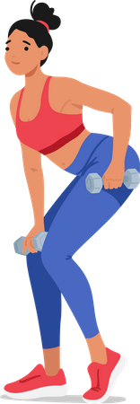 Fitness woman performs strength training exercises with dumbbells  Illustration