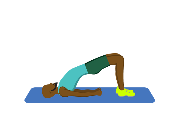 Fitnessman doing Pilates Bridge Hip  Illustration