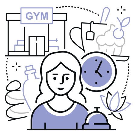 Öffnungszeiten des Fitnessstudios  Illustration