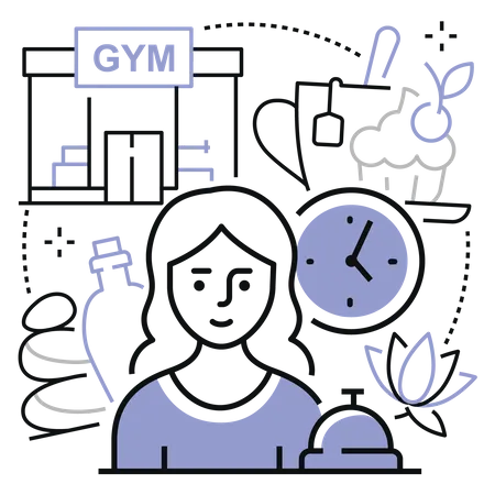 Öffnungszeiten des Fitnessstudios  Illustration