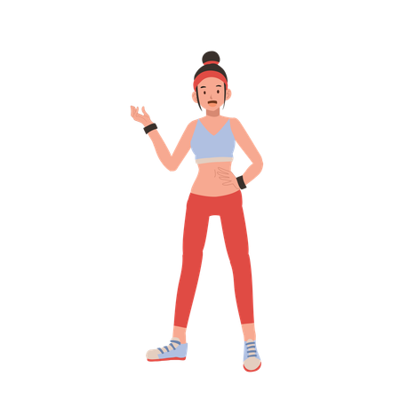 Fitte Frau bietet fachkundige Trainingsanleitung und Fitness-Coaching  Illustration