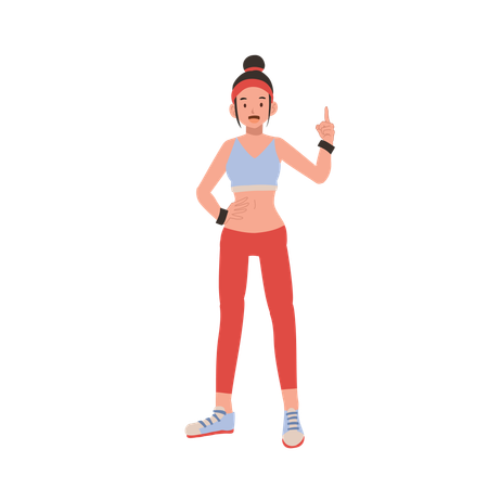 Fitte Frau bietet fachkundige Trainingsanleitung und Fitness-Coaching  Illustration