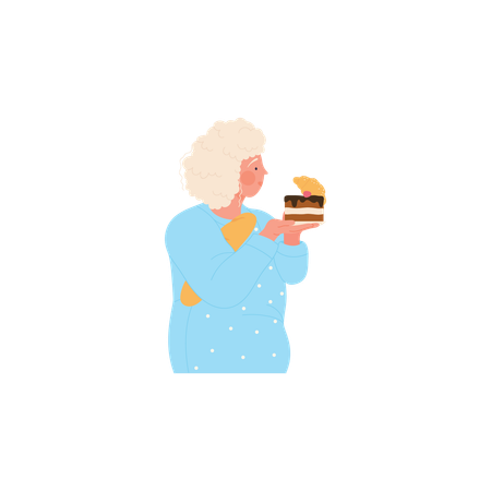 Fitte Frau isst Kuchen  Illustration