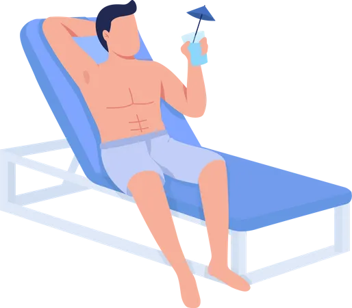 Fitter Körper Mann entspannt mit Cocktail  Illustration