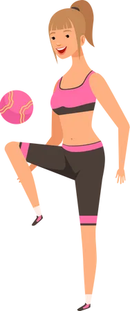 Fittes Mädchen beim Training mit Gymnastikball  Illustration