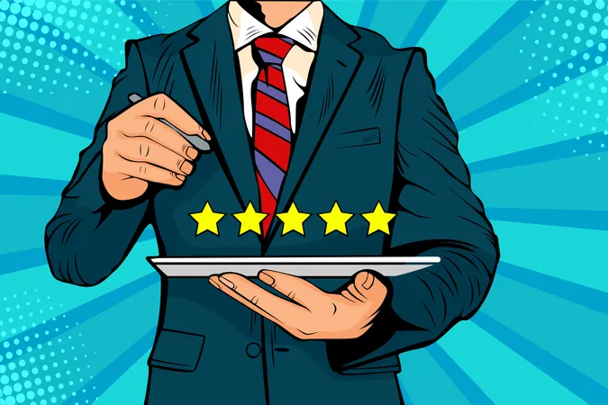 Five stars rating quality review of service  Illustration