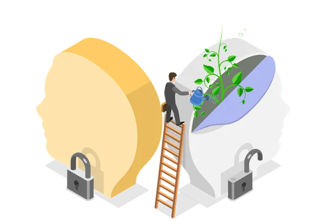 Fixed Mindset vs Growth Mindset  Illustration