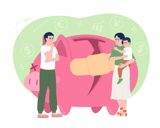 Fixing family budget  Illustration