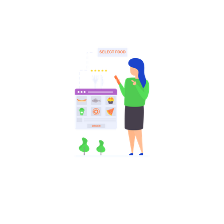 Flache Darstellung der Essensauswahl  Illustration