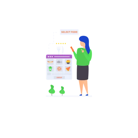 Flache Darstellung der Essensauswahl  Illustration