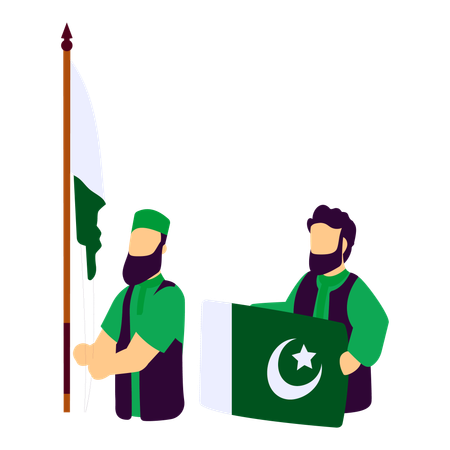 Flaggenhissungszeremonie durch pakistanische Beamte  Illustration