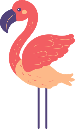 Flamant rose mignon avec des ailes  Illustration