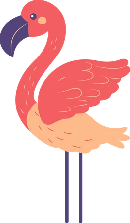 Flamant rose mignon avec des ailes  Illustration