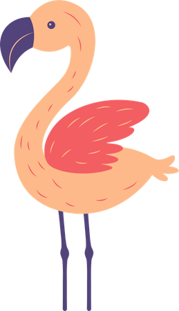 Flamingo fofo com asas  Ilustração