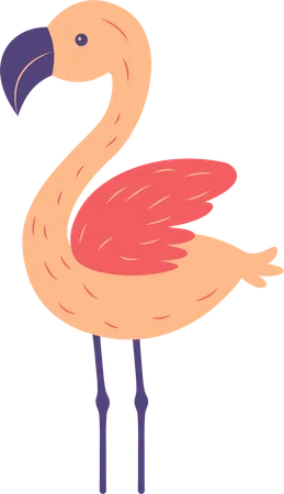 Flamingo fofo com asas  Ilustração