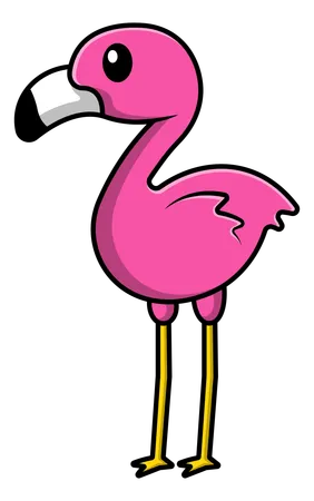 Pássaro Flamingo em pé  Ilustração