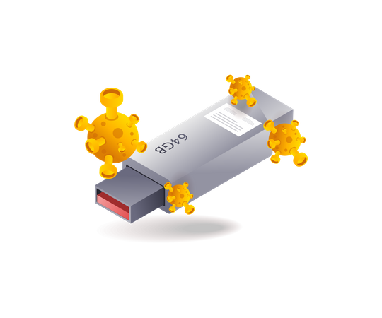 Flash data malware virus attack  Illustration