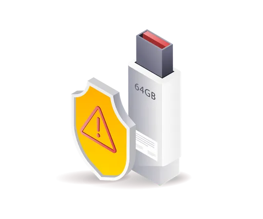 Flash disk data security warning  Illustration