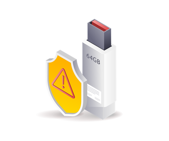 Flash disk data security warning  Illustration