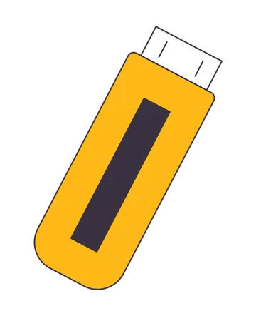 Flash Memory Stick Flat Line Color Isolated Vector Object USB Drive Electronic Device Editable Clip Art Image On White Background Simple Outline Cartoon Spot Illustration For Web Design Illustration