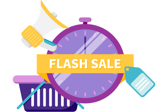 Flash-Sale live auf Shopping-Website  Illustration