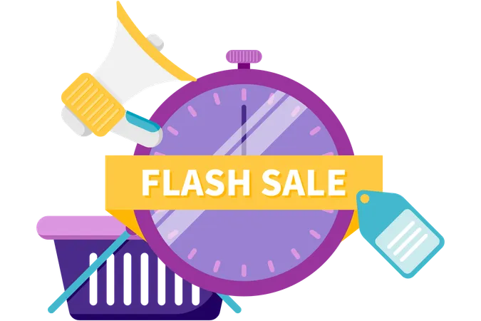 Flash-Sale live auf Shopping-Website  Illustration