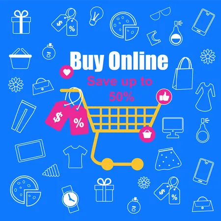 Flash sale on online shopping Illustration