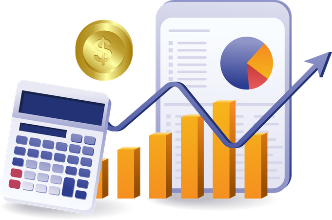 Flat business growth analysis data calculation  Illustration