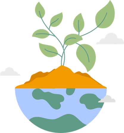 Flat earth with trees  Illustration