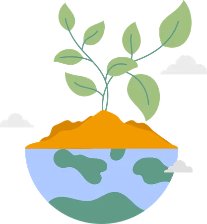 Flat earth with trees  Illustration